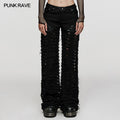 Ripped Wide-Leg Punk Denim Pants