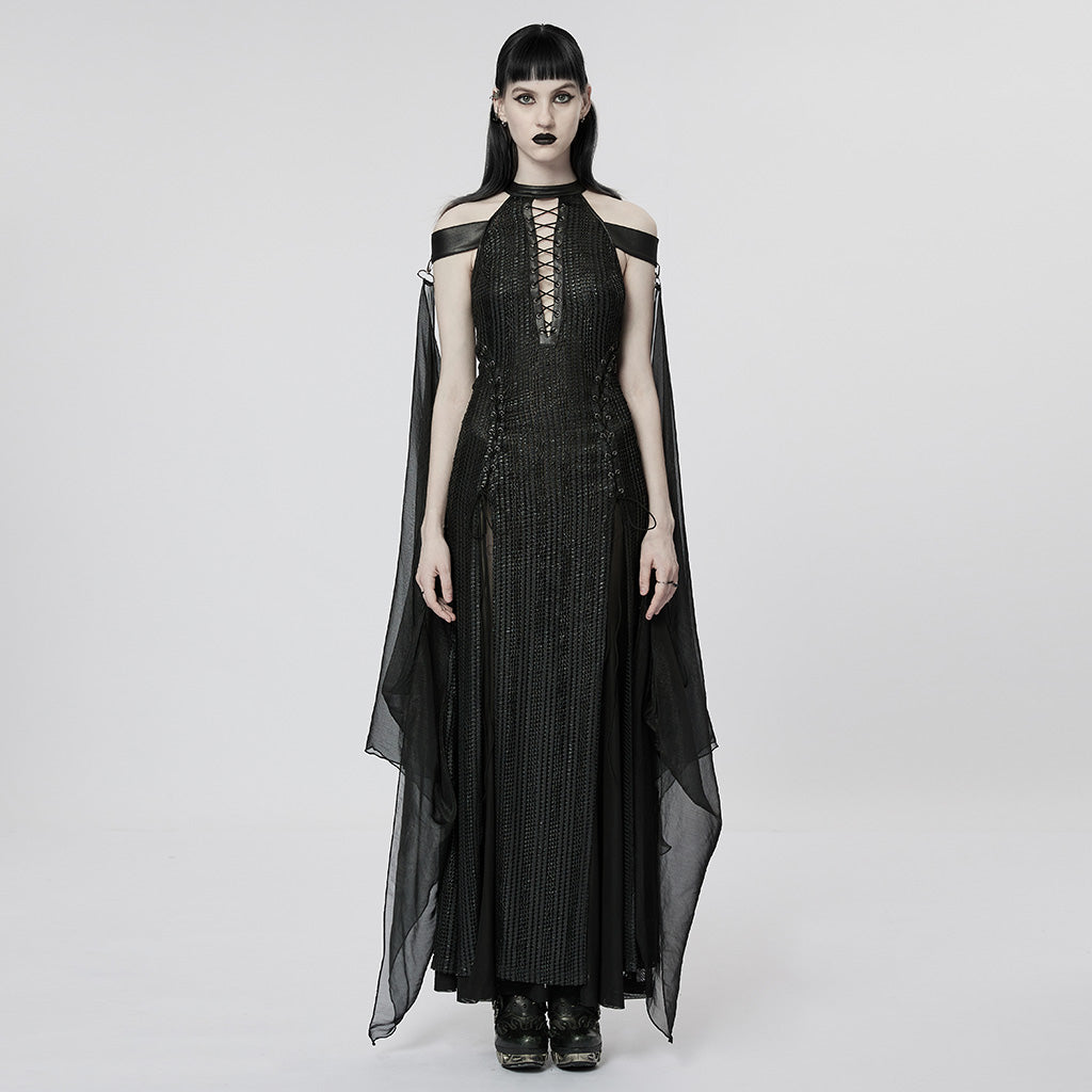 Gothic Cutout V-Neck Maxi Dress