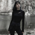Cutout Slim Black Knit Tee