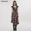 Red Plaid Retro Punk Maxi Dress