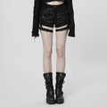 Punk Wide-Leg Ripped Denim Shorts