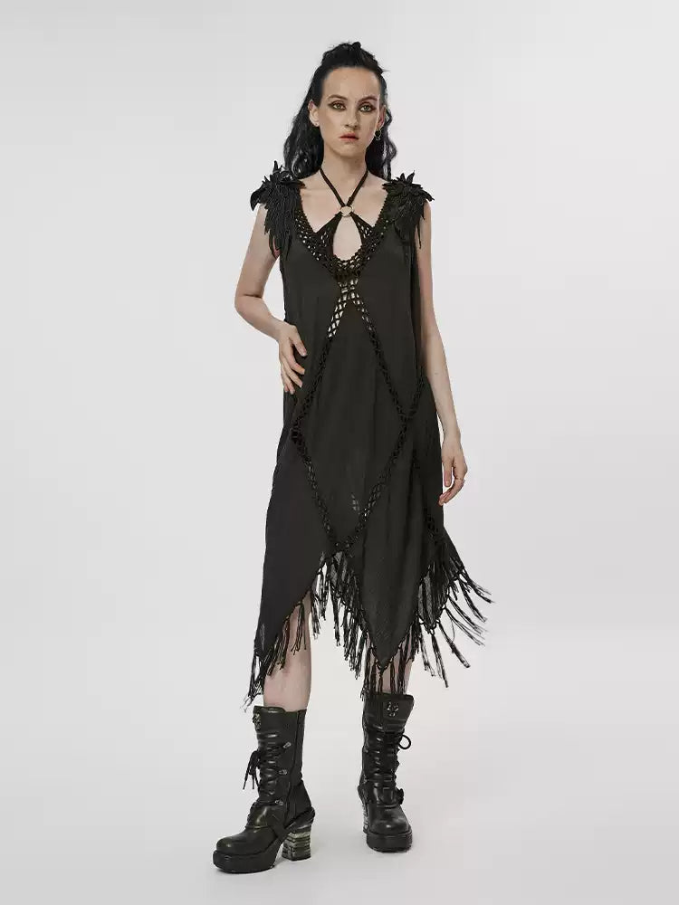 Witch Knit Mesh Maxi Dress