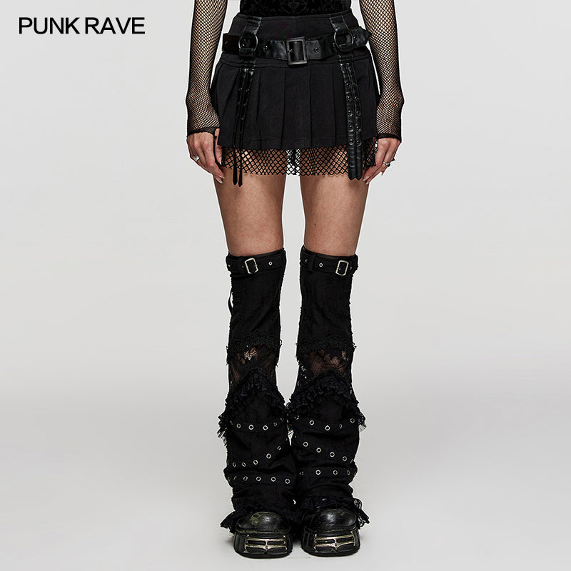 Mesh-panel pleated mini skirt