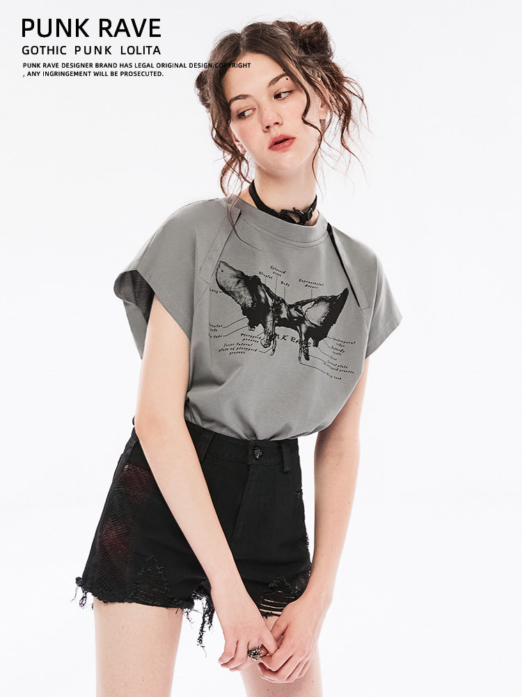 Punk Off-Shoulder Dual-Wear Tee