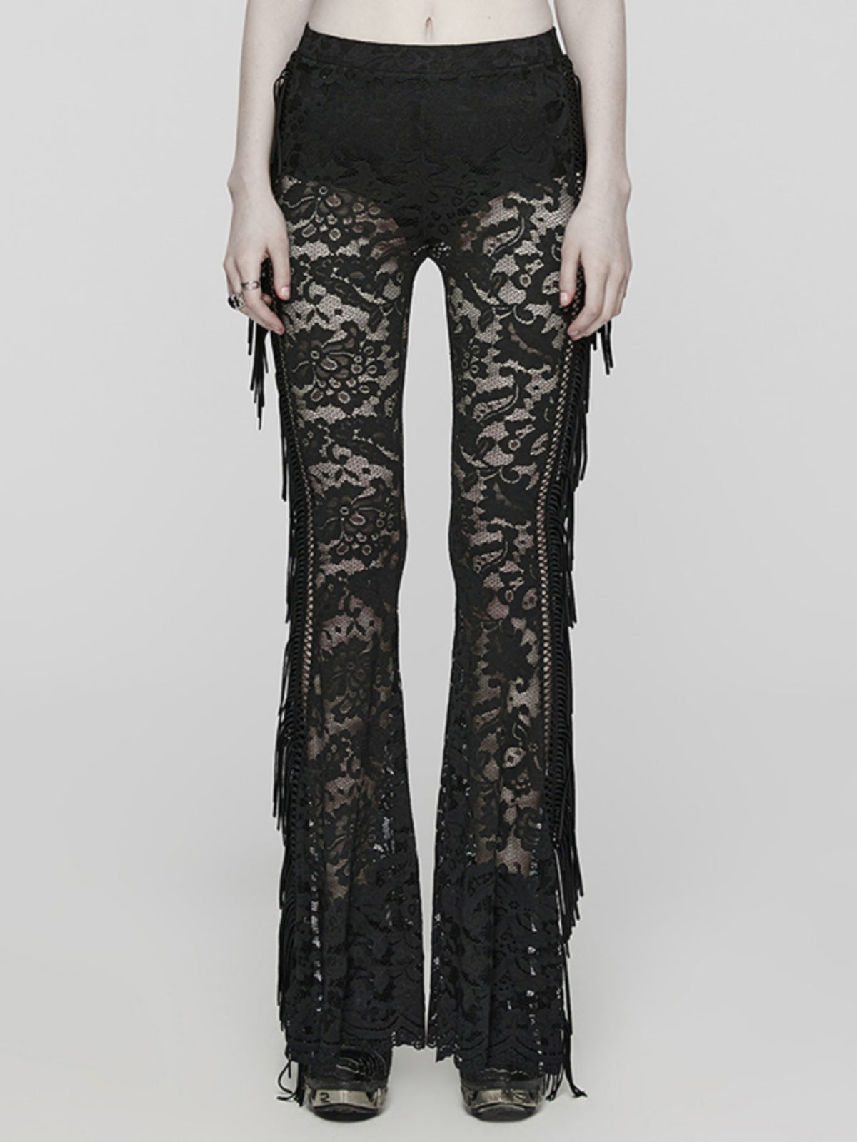 Goth Lace Flared Pants Women