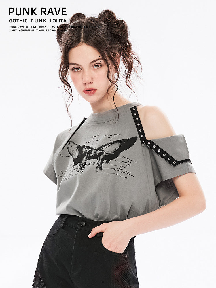 Cotton Off-Shoulder Rock Tee