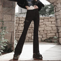 Vintage High-Waist Flared Hole Pants