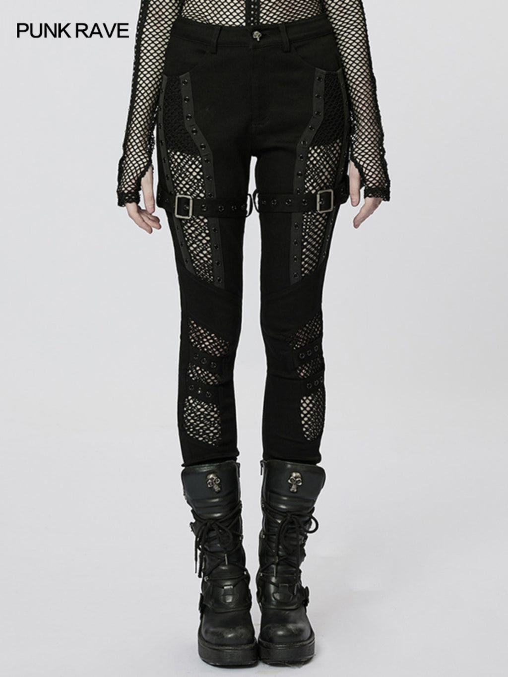 Mesh Cutout Skinny Pants Women