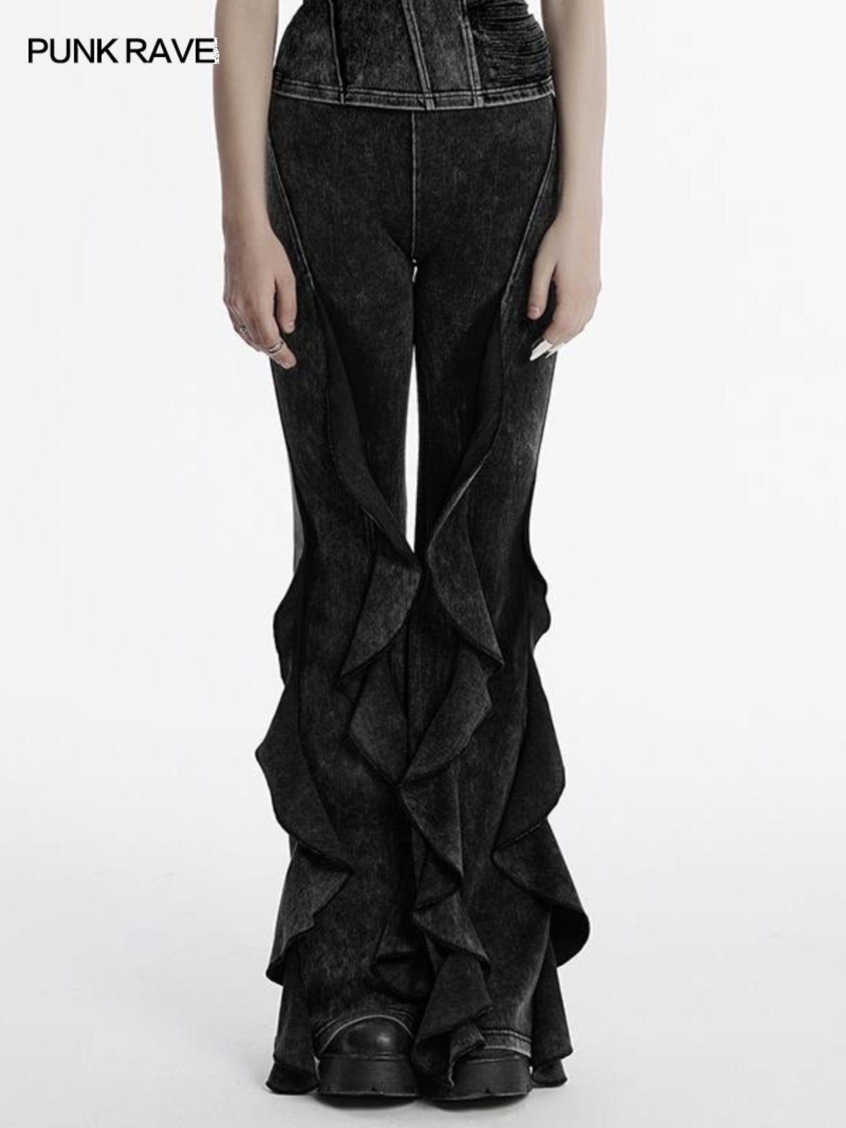 Retro Punk Flared Denim Pants