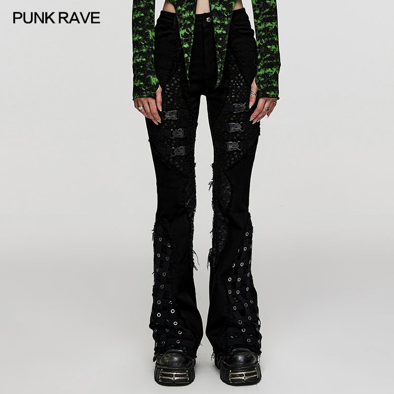 Punk Ripped Flared Jeans Women