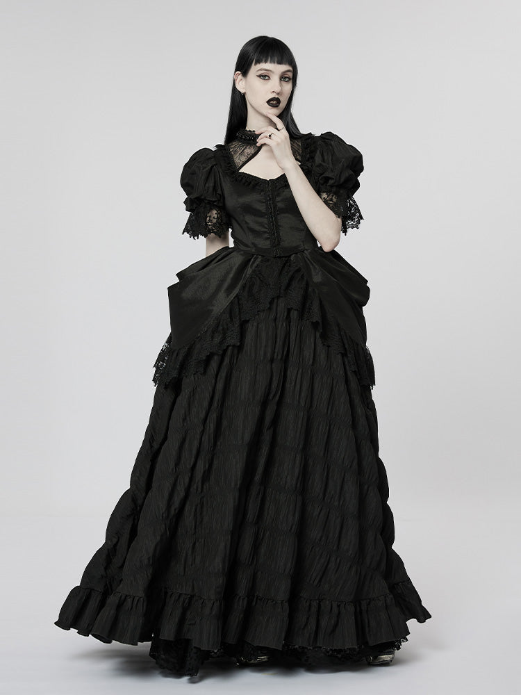 Layered Gown Short-Sleeve Luxury Dress