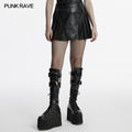 Punk pleated faux-leather mini skirt