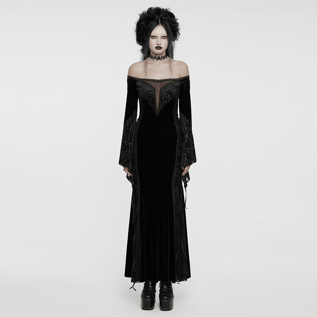 Halter Lace Split Black Dress