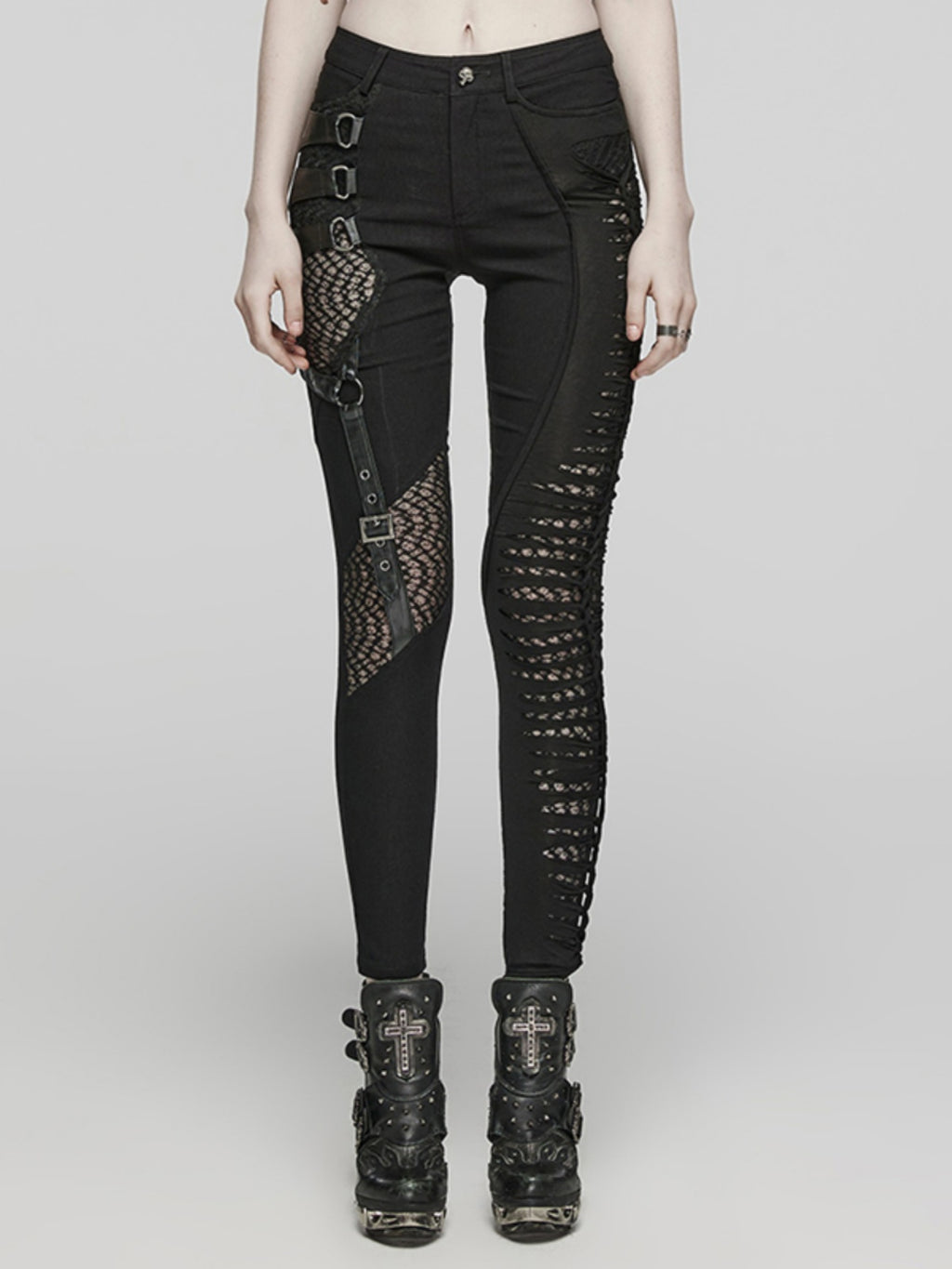Mesh Punk Ripped Skinny Leggings