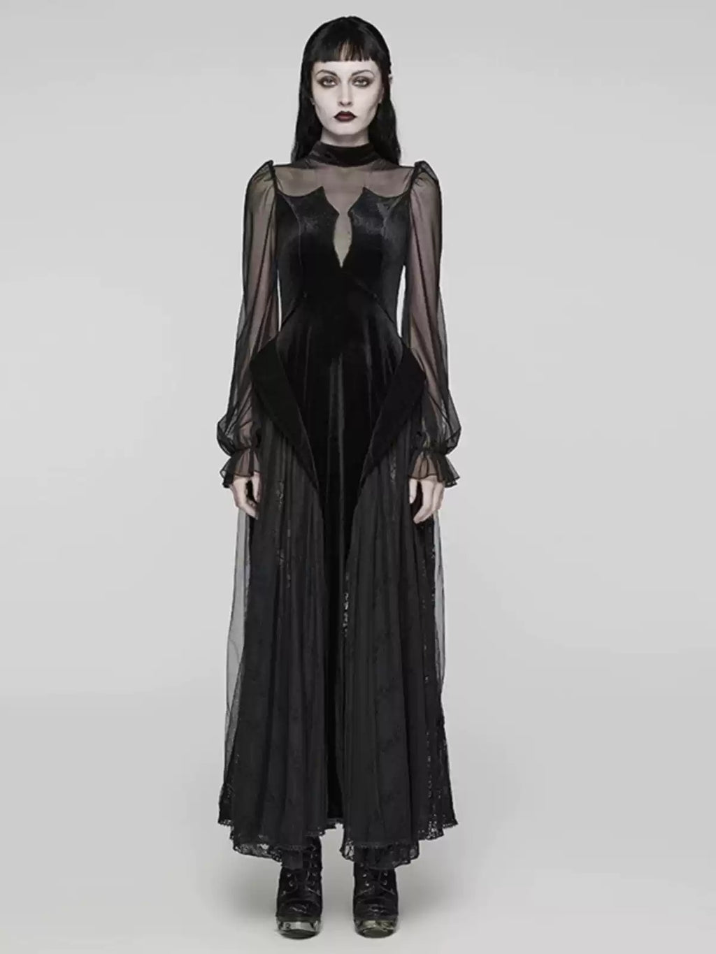 Velvet Lace Black Evening Gown