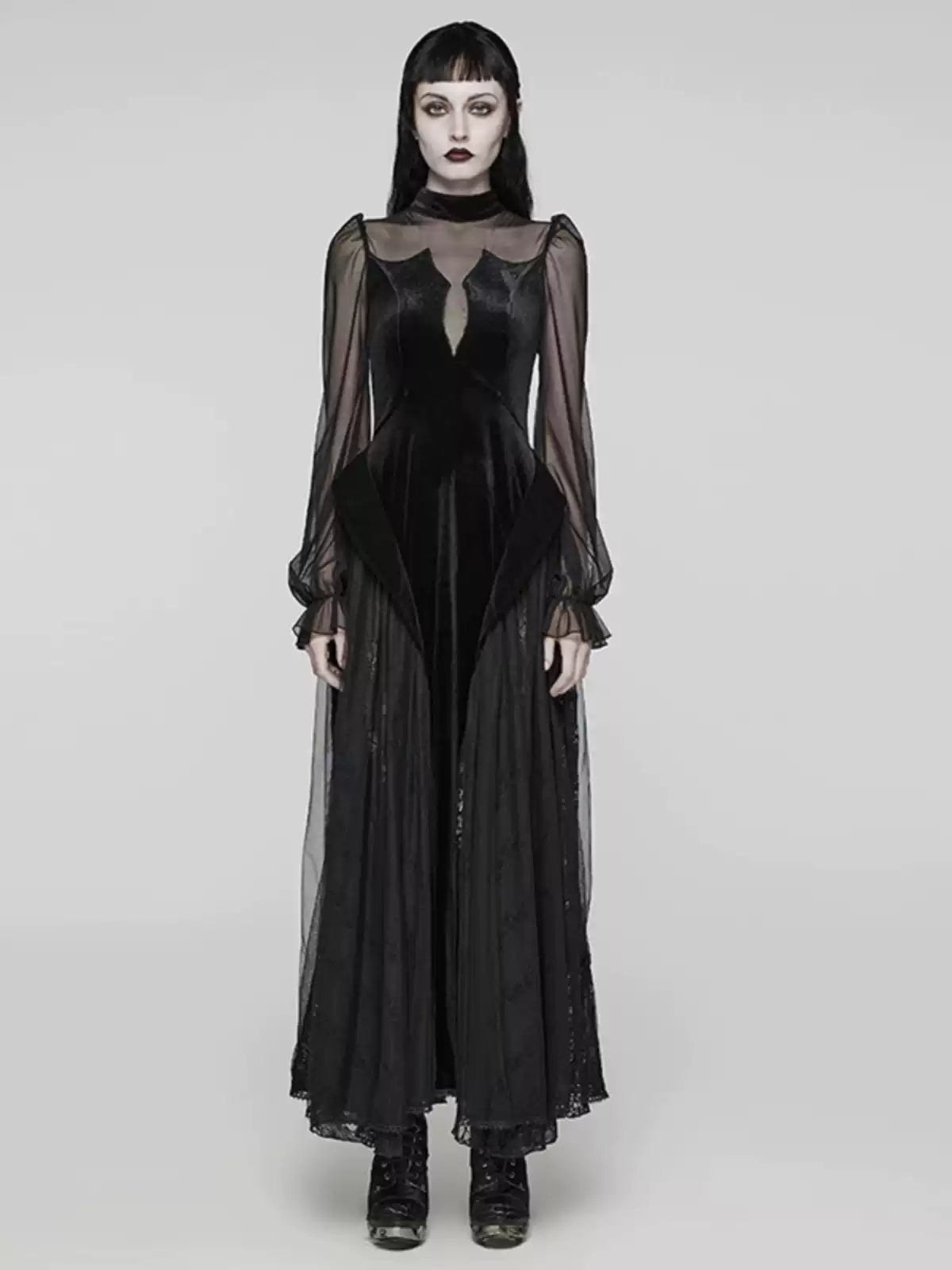 Velvet Lace Black Evening Gown