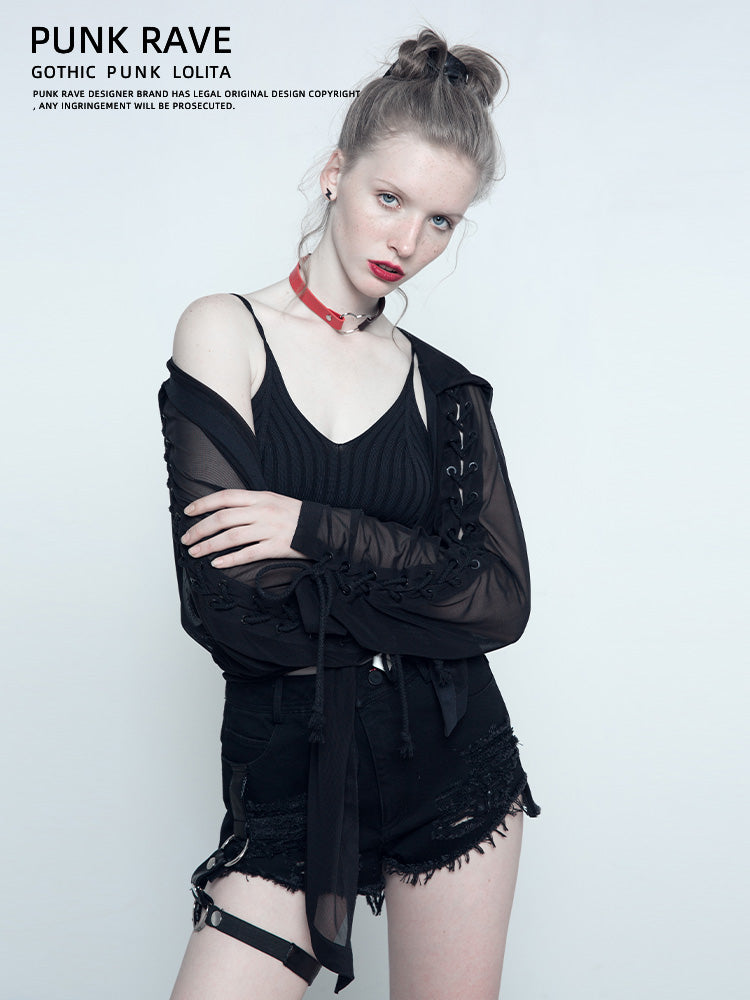 Punk High-Waist Black Hot Shorts