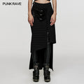 Punk denim asymmetric maxi skirt