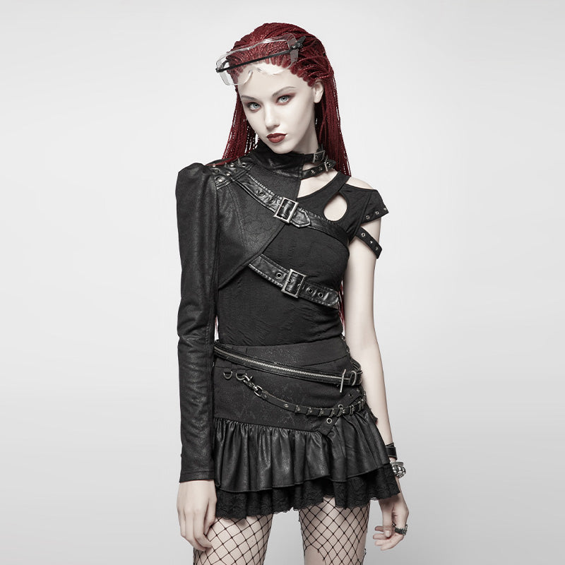 Punk Cropped Shoulder Cape Jacket