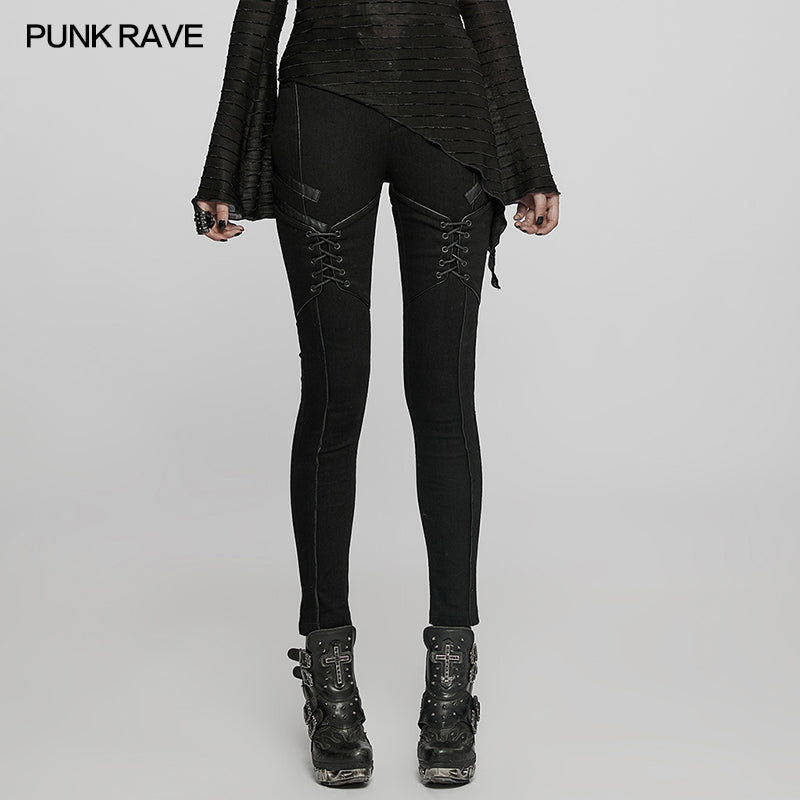 High-Waist Black Punk Leggings