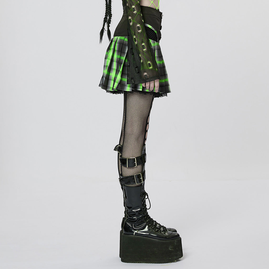 Pleated A-Line Mini Skirt