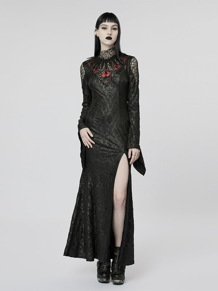Gothic Print Slit Mermaid Dress