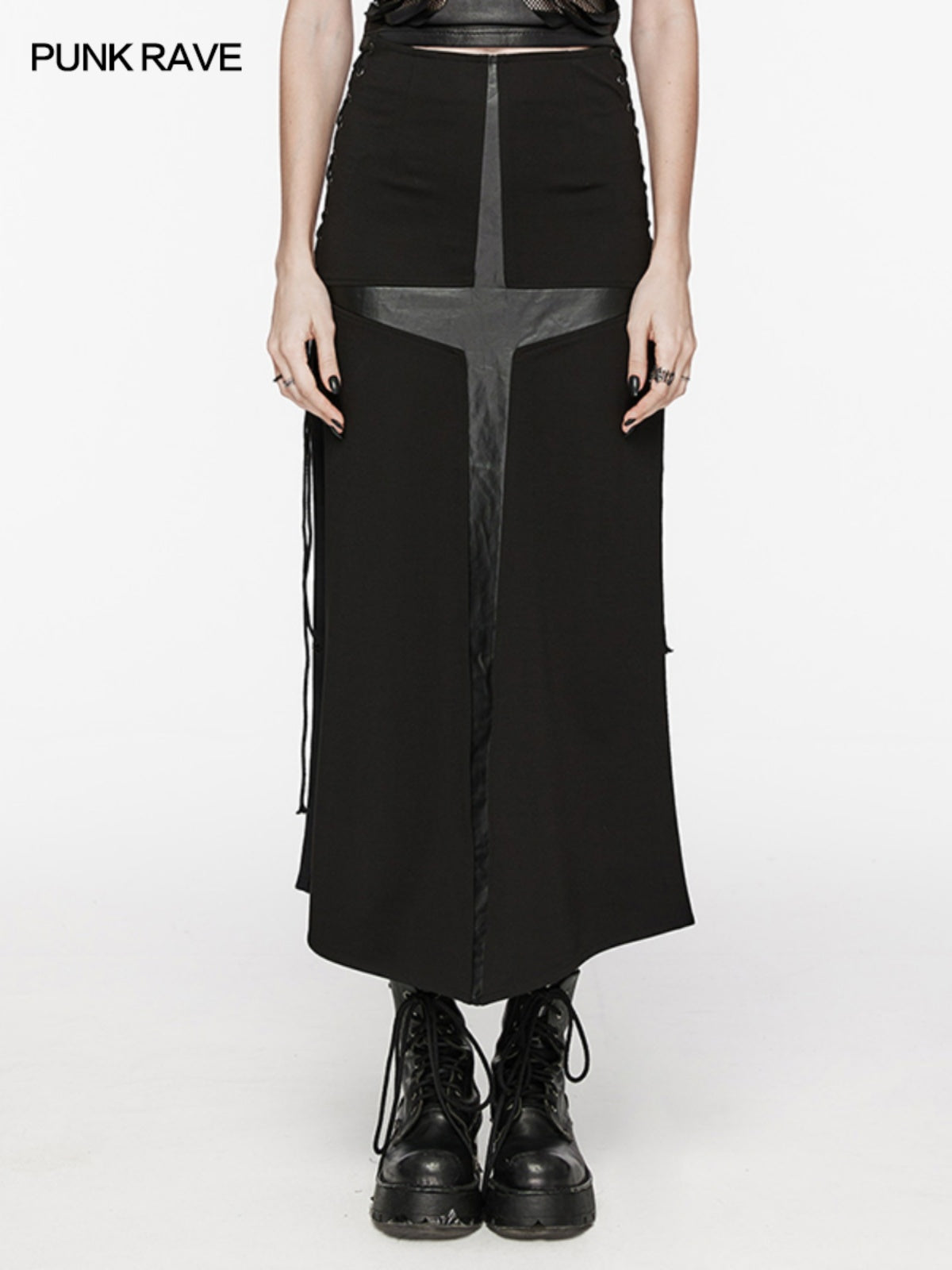 High-slit punk bodycon maxi skirt