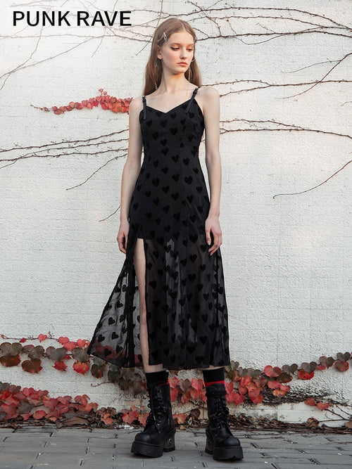Chiffon Slit Camisole A-Line Dress