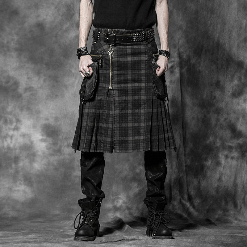 Punk plaid Scottish midi skirt