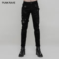 Punk Slim Black Straight Jeans