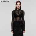 Goth Velvet Turtleneck Lace Top