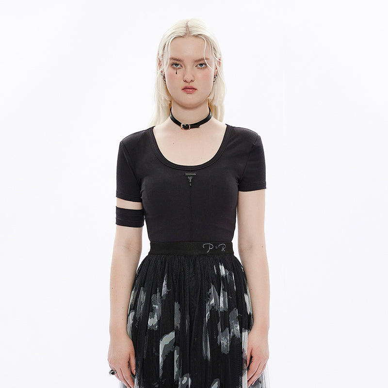 Cropped Knit Tee Summer Top