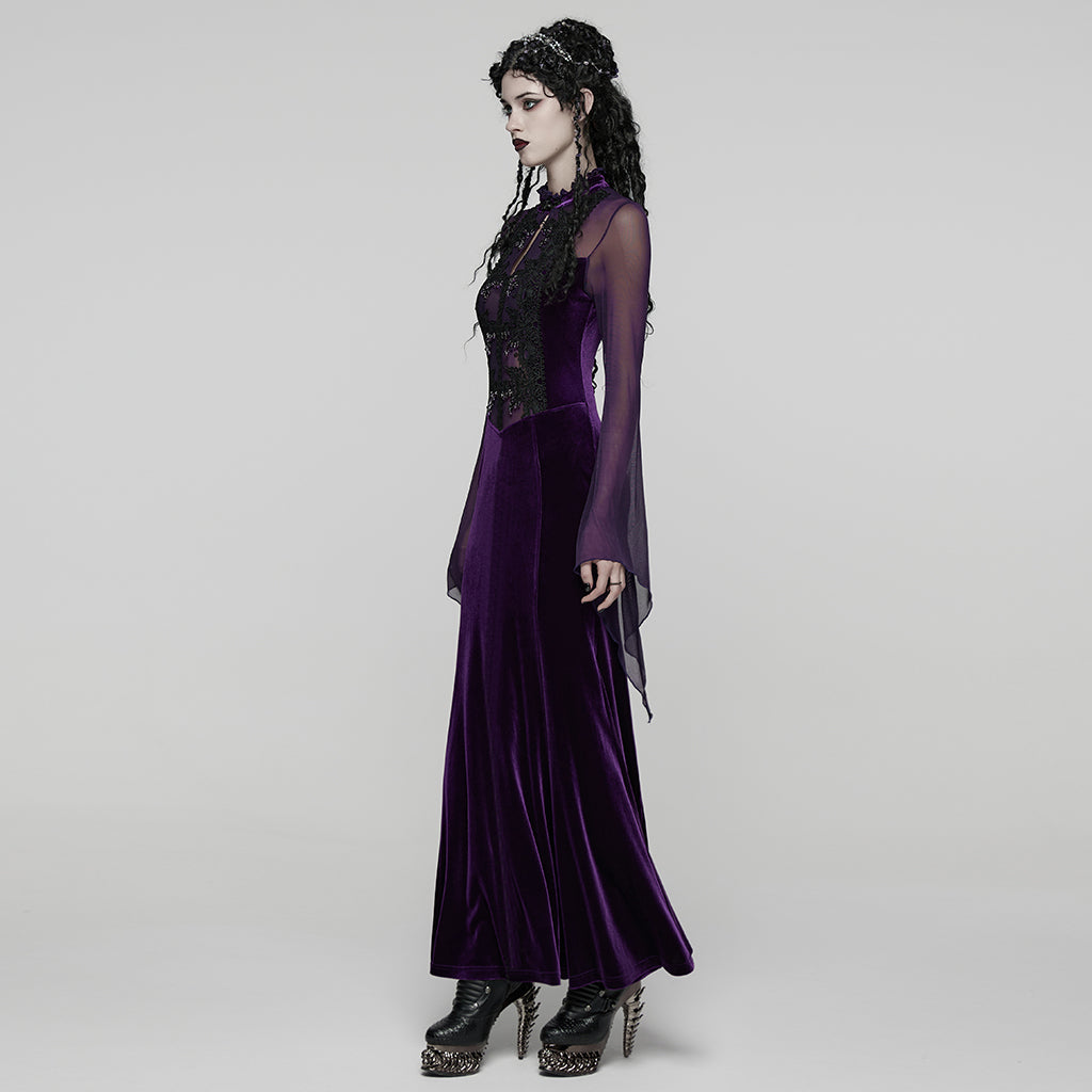 Velvet Mesh Lace Mermaid Dress