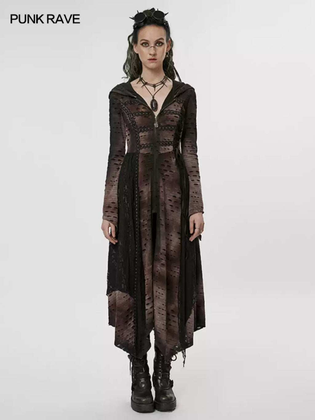 Vintage Lace Patchwork Hooded Maxi Dress