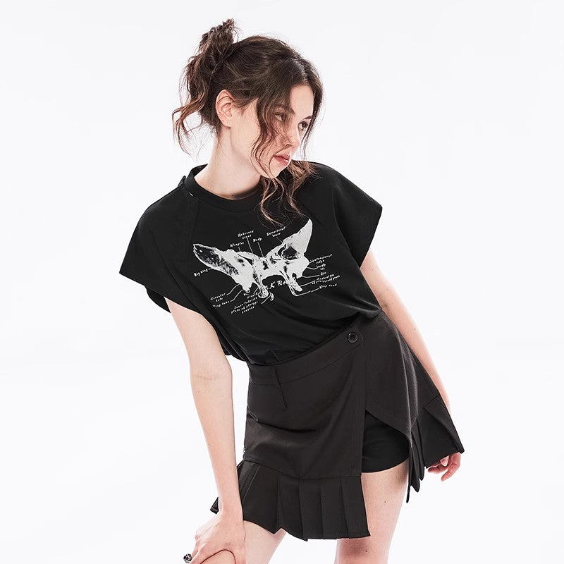 Punk Off-Shoulder Black Tee