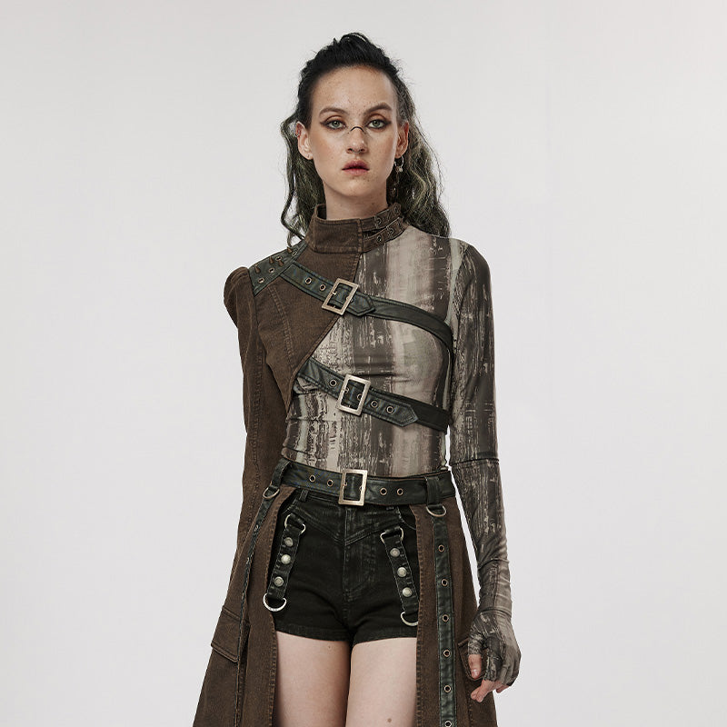 Punk Cropped Shoulder Cape Jacket