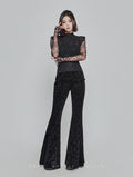 Dark Velvet Flared Punk Pants