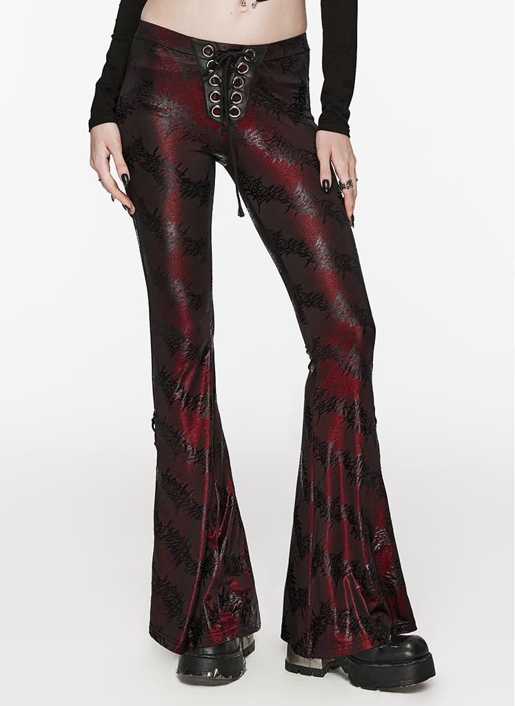 Metallic Jacquard Flared Pants Punk