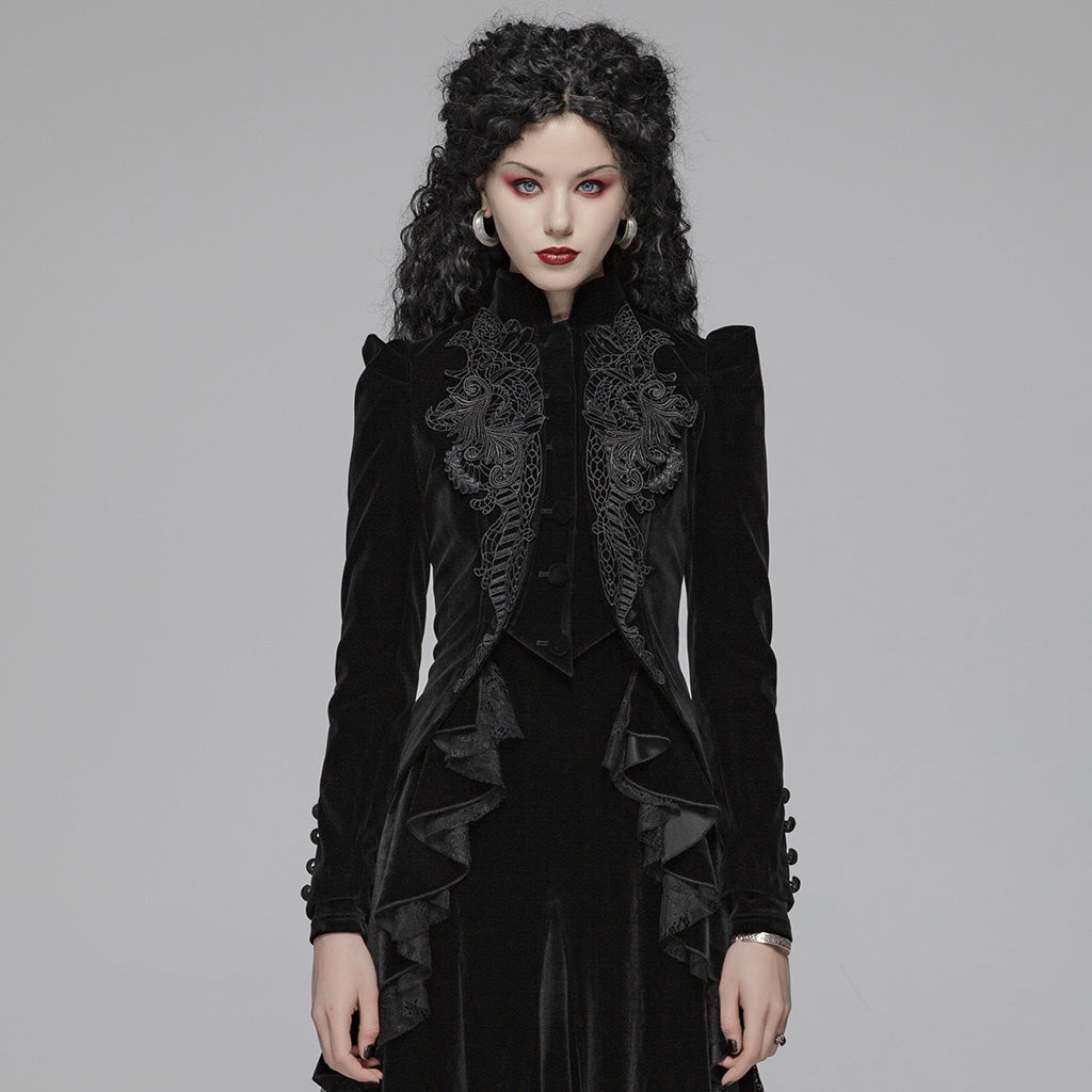 Goth Velvet High-Neck Jacket