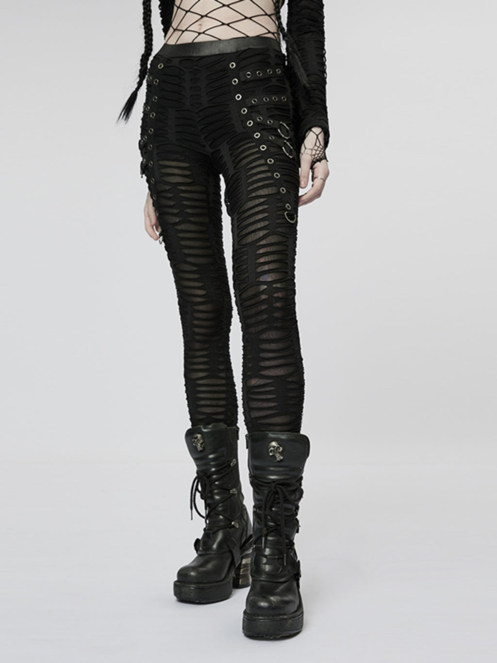 Goth Sheer Cutout Skinny Pants