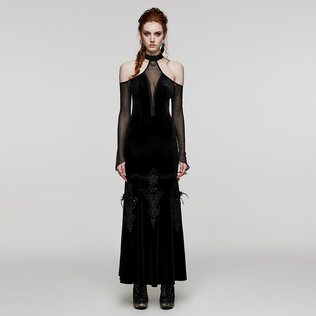 Black Off-Shoulder Fitted Gown