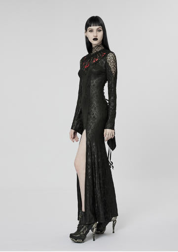 Gothic Print Slit Mermaid Dress