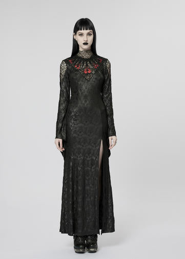 Gothic Print Slit Mermaid Dress
