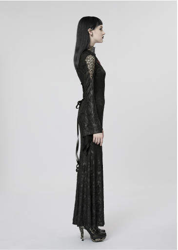 Gothic Print Slit Mermaid Dress