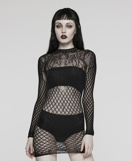 Sheer Mesh Cover-Up T-Shirt Dress