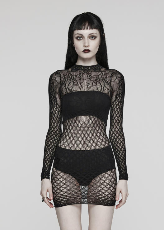 Sheer Mesh Cover-Up T-Shirt Dress