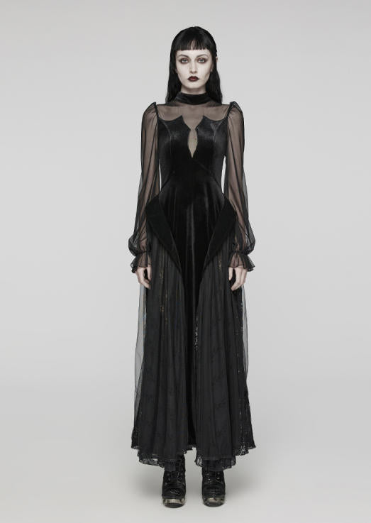 Velvet Lace Black Evening Gown