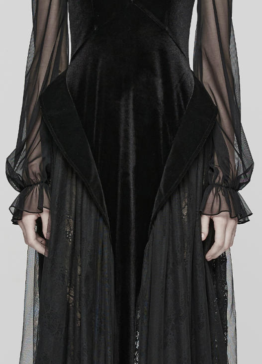 Velvet Lace Black Evening Gown