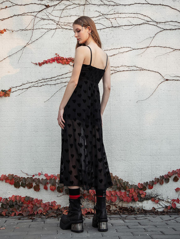 Chiffon Slit Camisole A-Line Dress