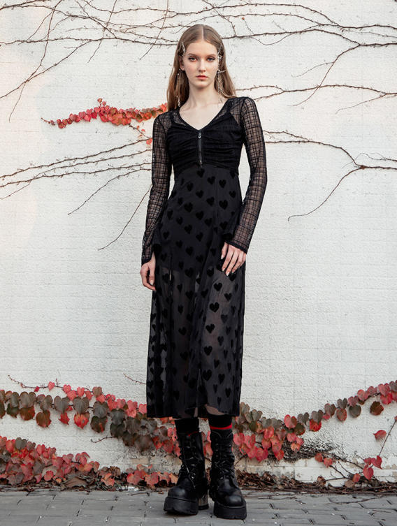 Chiffon Slit Camisole A-Line Dress
